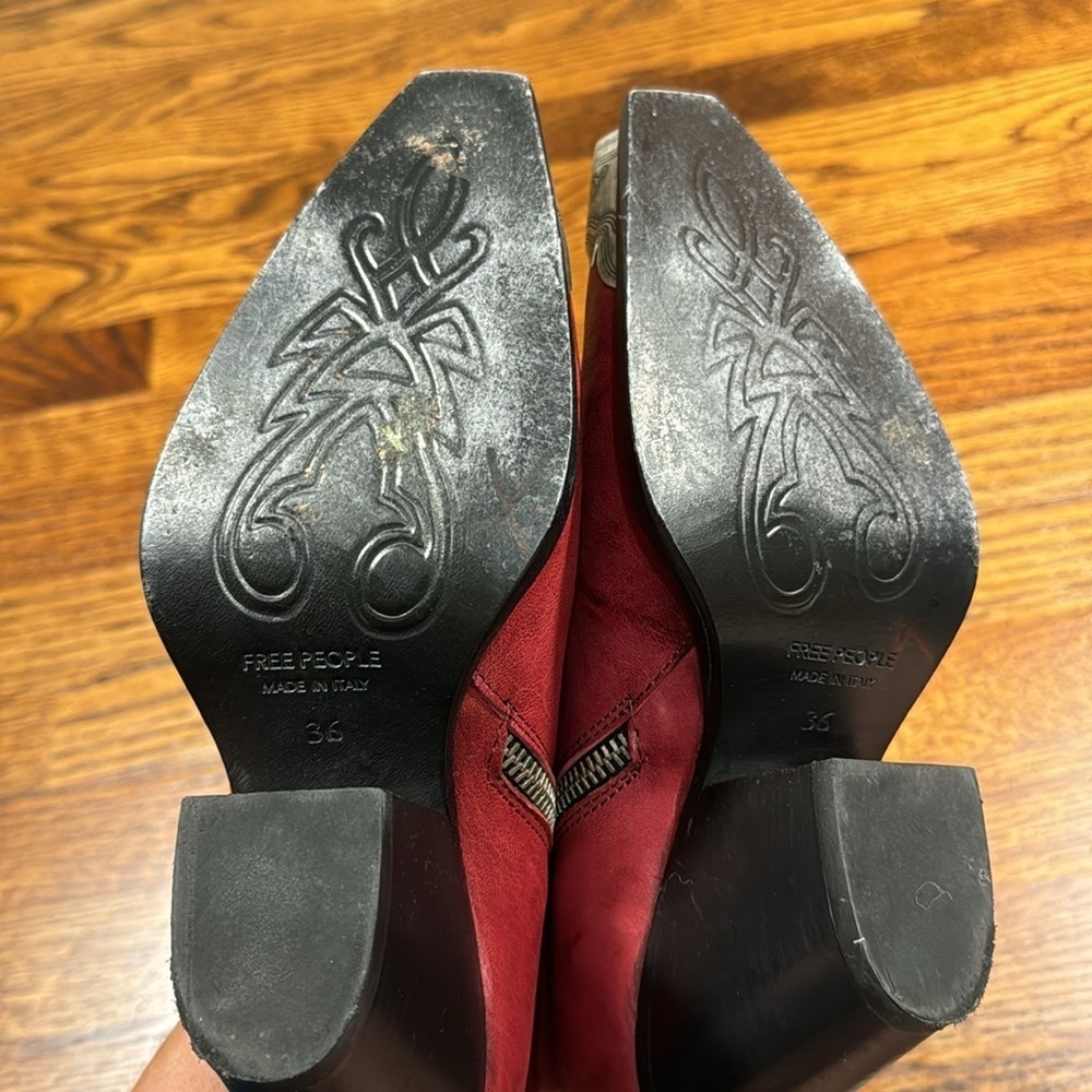 Free People Brayden Italian-crafted leather Western Boots Size 36 / 6 Brandywine - Picture 7 of 8
